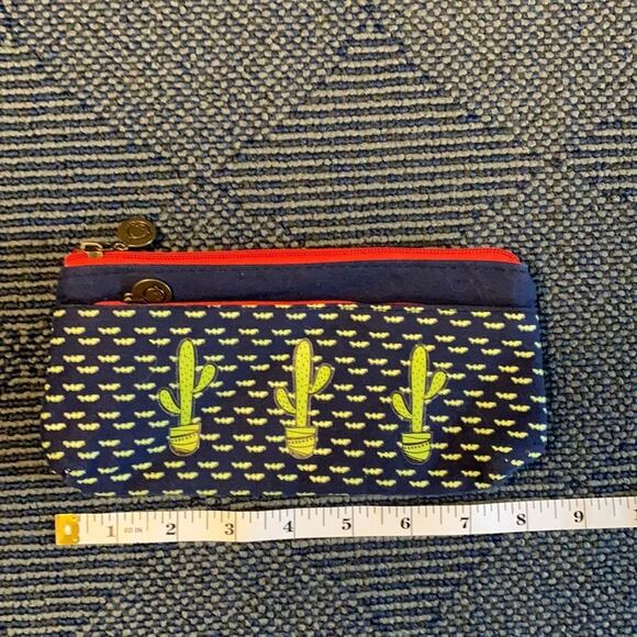 Cactus Pattern Pencil Case Bag Unknown Brand Navy Background - Picture 2 of 5